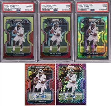 2020 Panini Prizm #343 Jalen Hurts Rookie Card Collection (5 Different) Featuring PSA-Graded & Signed Examples!